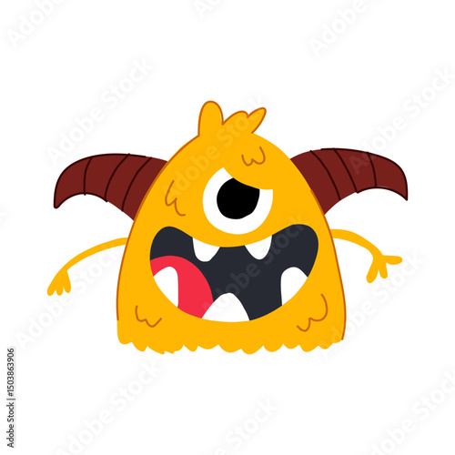 beast monster with horns cartoon vector illustration