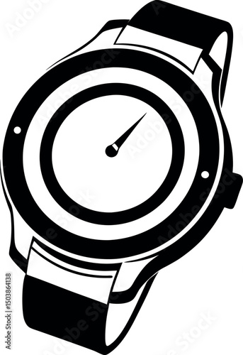 Simple black and white vector illustration of a wrist watch design vector