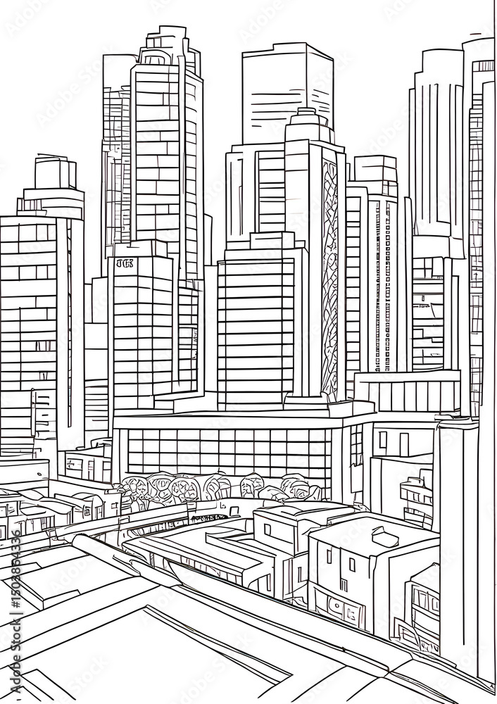 Fototapeta premium city sketch vector illustration