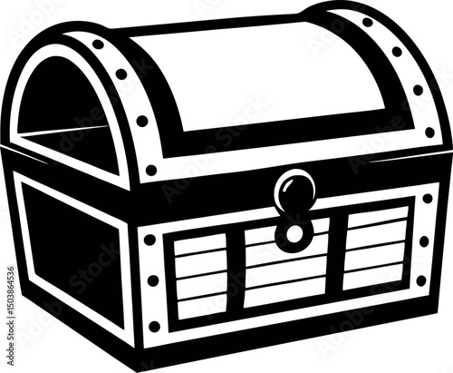 A Black and White Vector Image of a Classic Treasure Chest vector silhouette