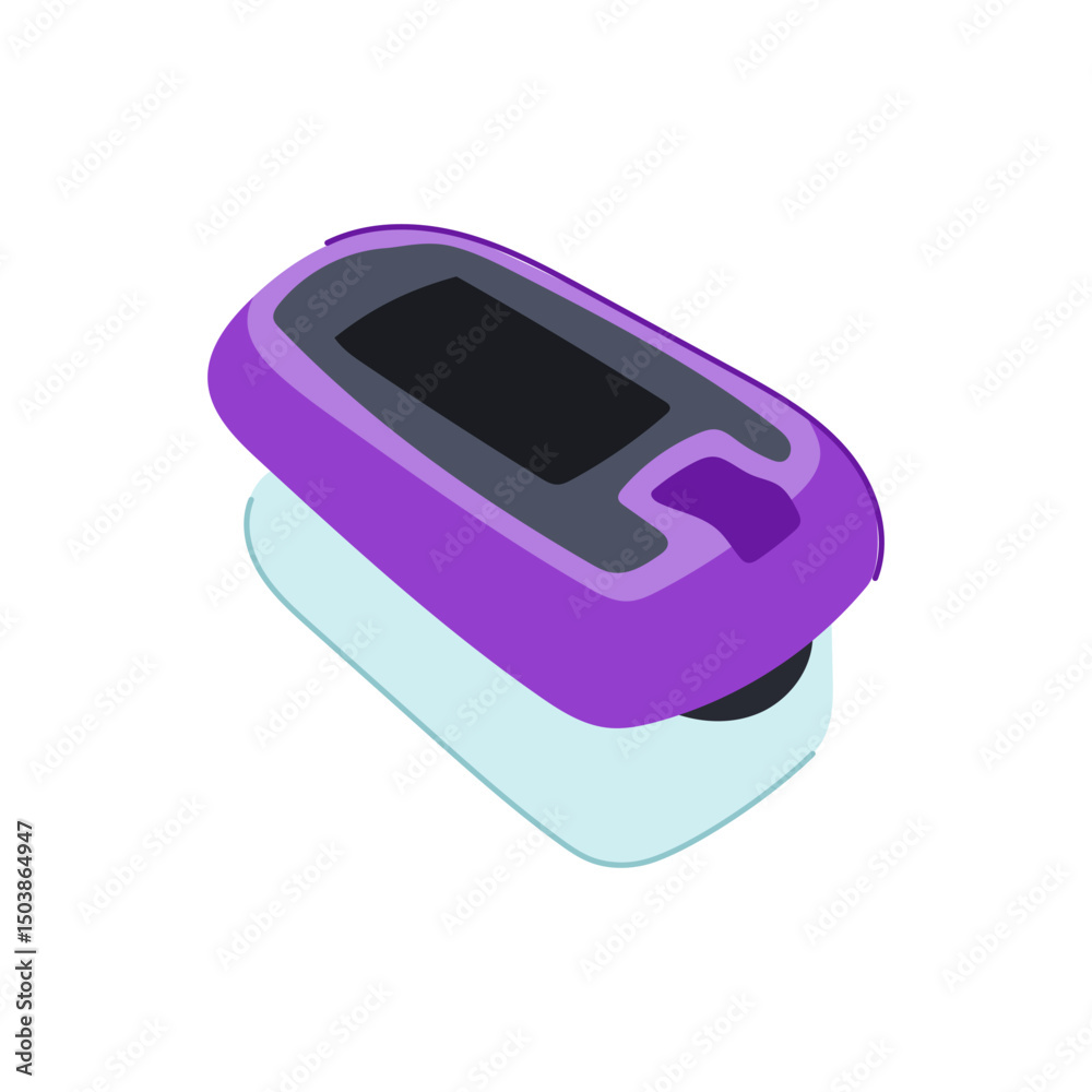 saturation oxygen fingertip monitor cartoon vector illustration