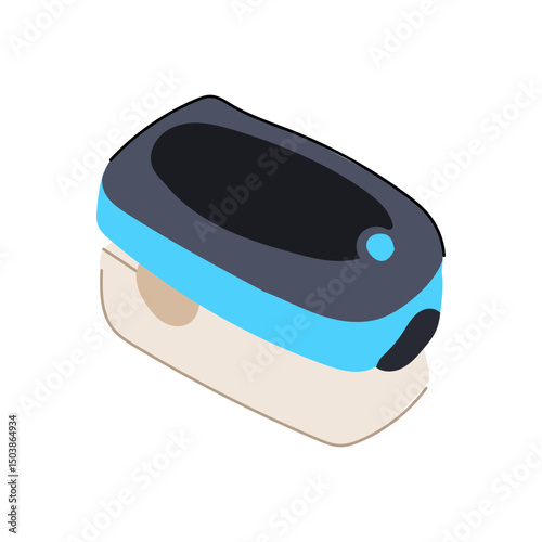 pulse oxygen fingertip monitor cartoon vector illustration