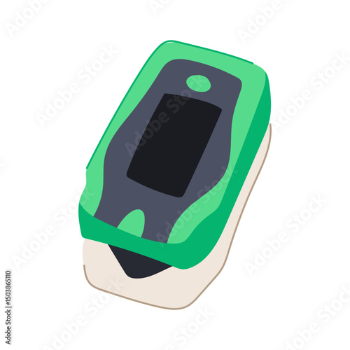 led oxygen fingertip monitor cartoon vector illustration