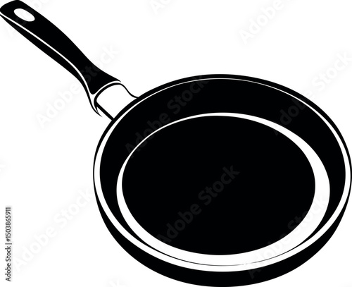 A modern non-stick frying pan vector silhouette