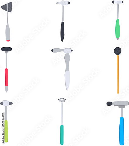 reflex hammer set cartoon vector illustration