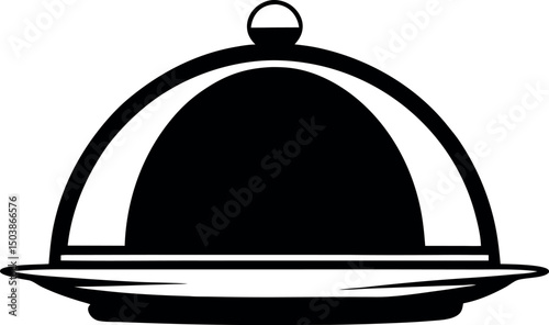 Elegant Cloche Serving Dish Illustration for Culinary Presentations and Menu Designs vector silhouette