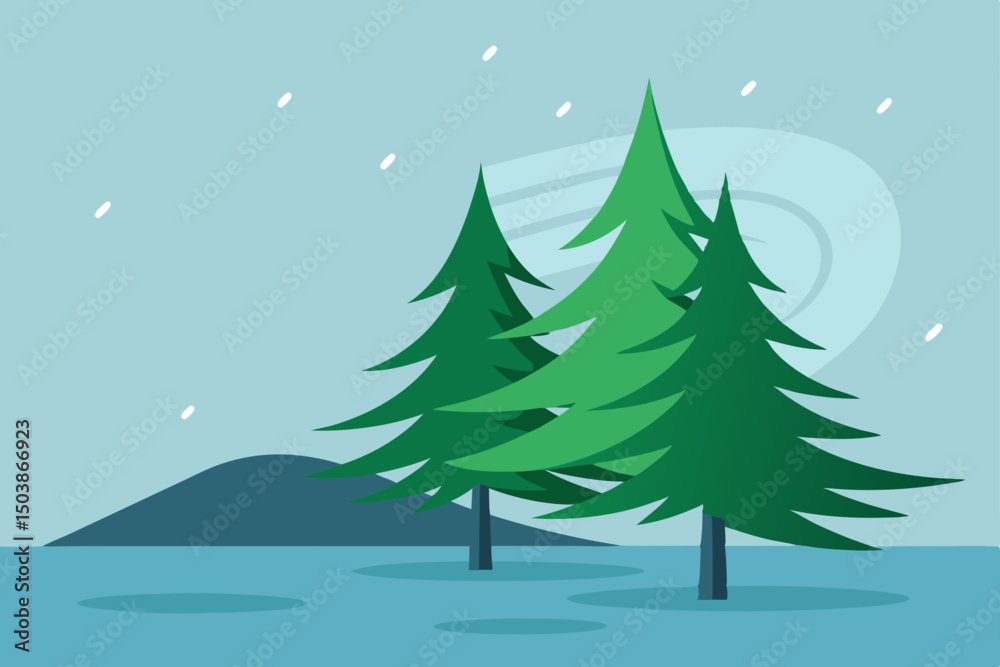 Obraz premium spruce boughs gently shaking with wind