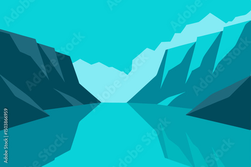  steep cliffs reflected in turquoise glacial lake