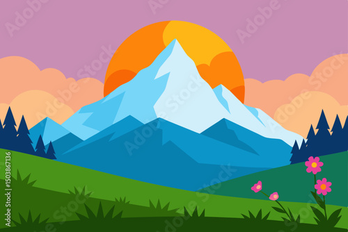 sunrise over blanc seen from a flowery mount