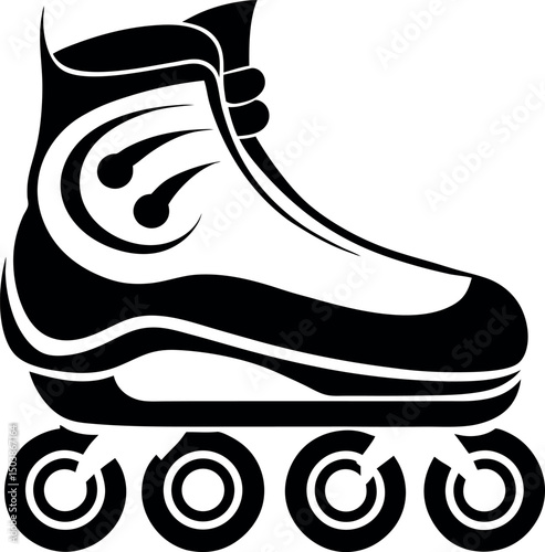 Stylized roller blade illustration for sports enthusiasts in black and white vector  