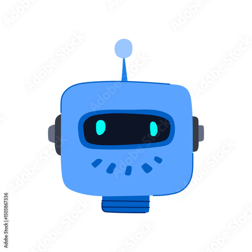 humanoid robot head cartoon vector illustration