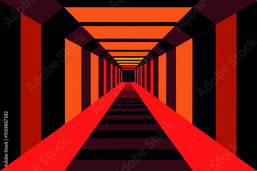 red corridor in a dark room