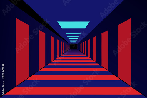red corridor in a dark room