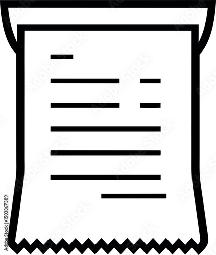 Detailed stylized vector graphic of a receipt in a paper bag vector silhouette