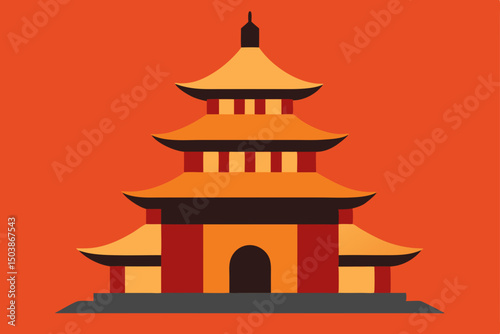 vector illustration of a japanese temple