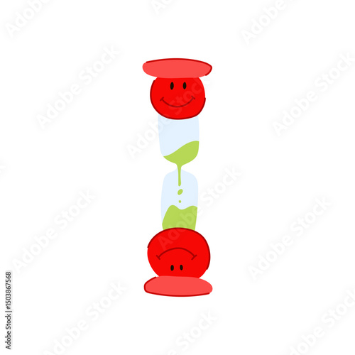 learning sand timer kids cartoon vector illustration
