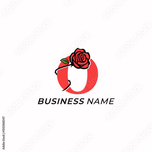 design logo creative letter O and rose icon