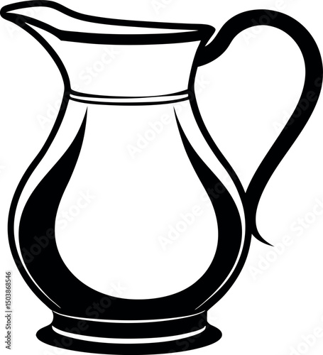 Black and White Classic Pitcher Illustration, Beautiful Lines and Simple Design vector silhouette