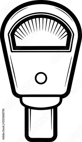 Black and white simple line drawing of a parking meter machine vector silhouette