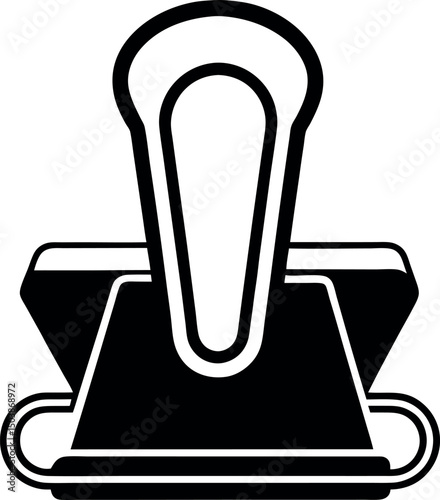 Minimalist Black and White Illustration of a Binder Clip for Office Supplies vector silhouette