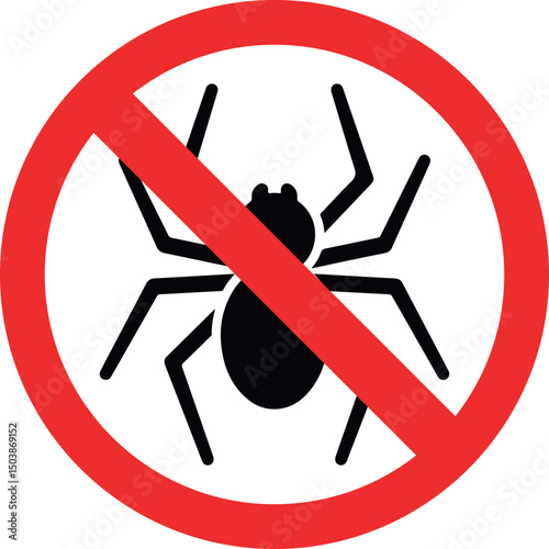 no spiders prohibited sign on white background