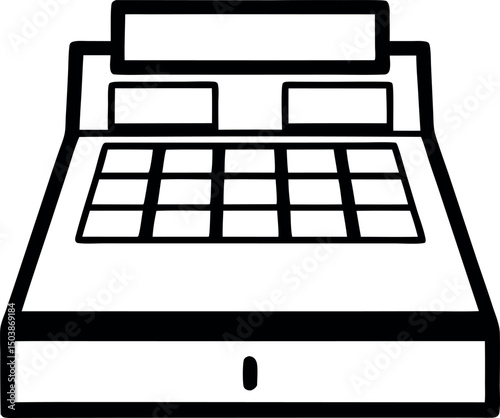 Illustration of a vintage manual cash register with a buttoned keypad vector 