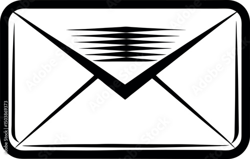 Stylized black and white image of an email or a message envelope vector  