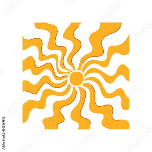 energy sun groovy cartoon vector illustration
