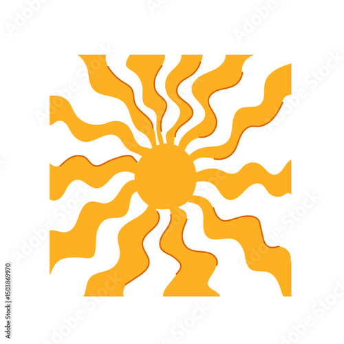 bright sun groovy cartoon vector illustration
