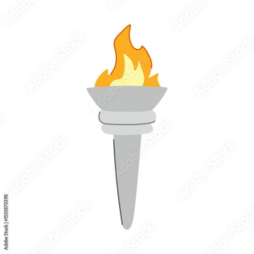 burn torch fire cartoon vector illustration