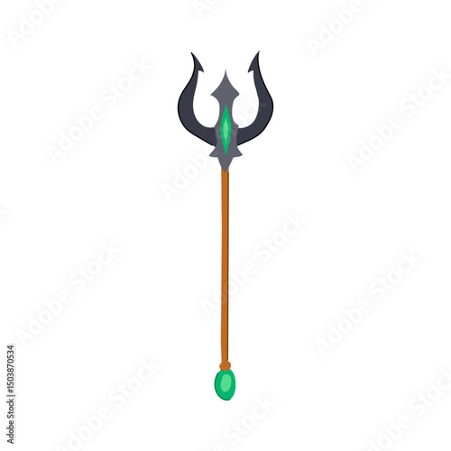 power trident magic cartoon vector illustration