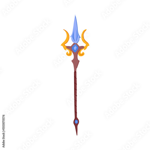 mythology trident magic cartoon vector illustration