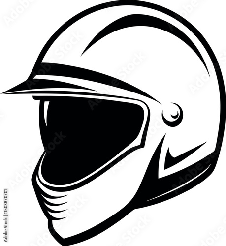 Modern motorcycle helmet with visor in a stylized black and white design vector 