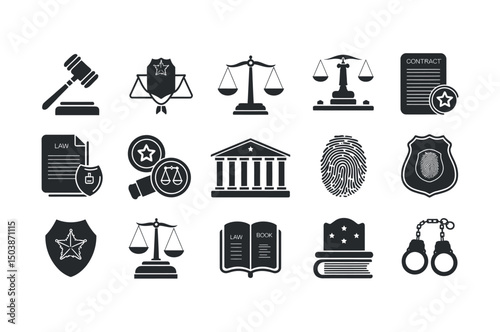 Law Enforcement and Judicial System Icons Set