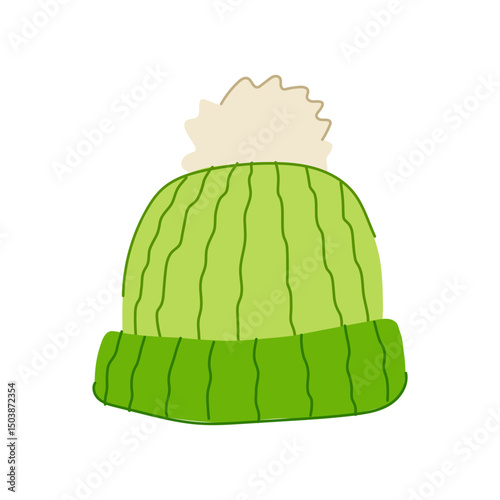 merino winter hat knit cartoon vector illustration