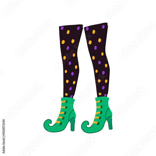 spooky witch legs cartoon vector illustration