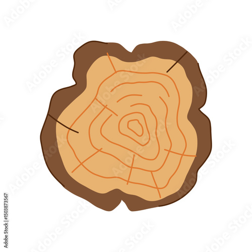 bark wood circle cartoon vector illustration