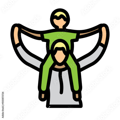 Dad and Son Vector Filled Icon Design