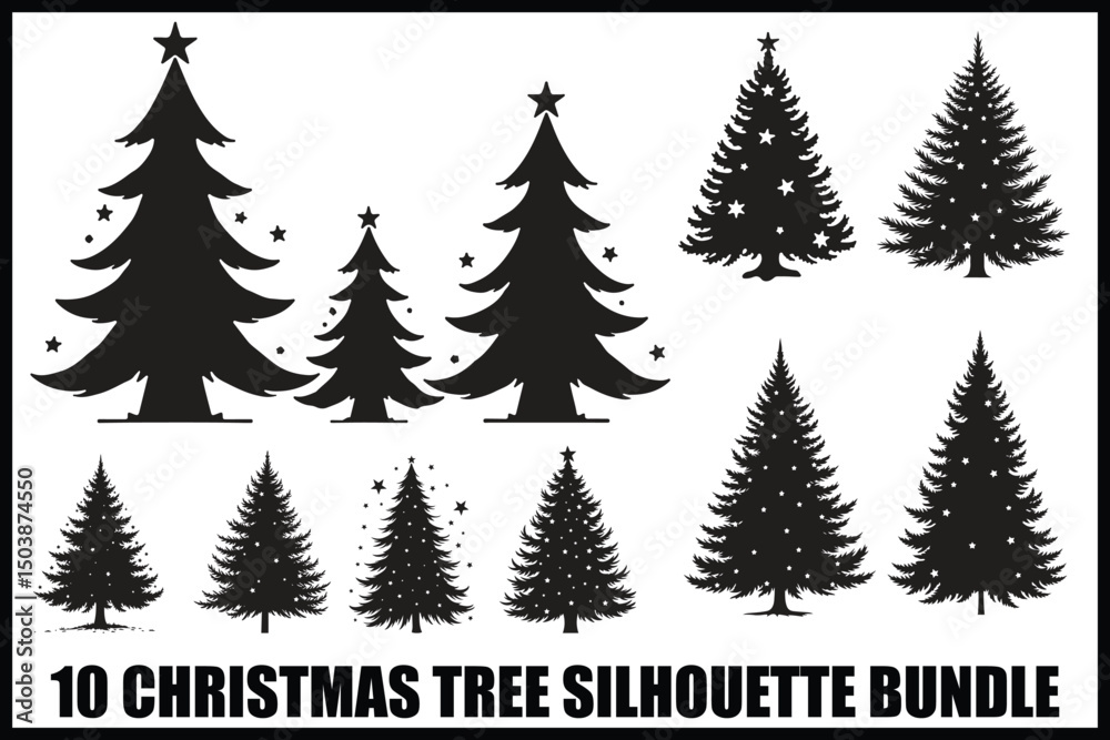 Fototapeta premium Christmas Tree Silhouette Bundle