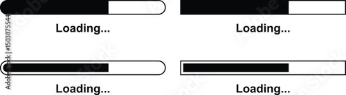 Loading bar set. Retro progress bars on white and black screens. Search vector loading vector collection isolated on transparent of loading and buffering symbols for websites, app, logo load design.