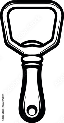 Vector Illustration of a Black and White Bottle Opener Drawing vector silhouette