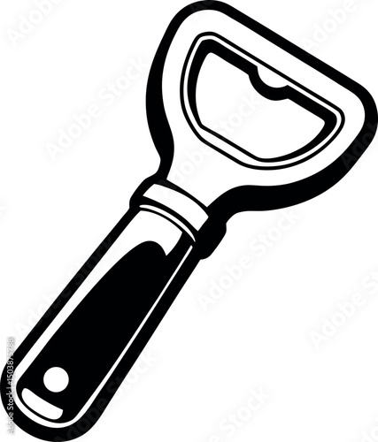 Elegant Black and White Illustration of a Bottle Opener Tool for Drinks vector 