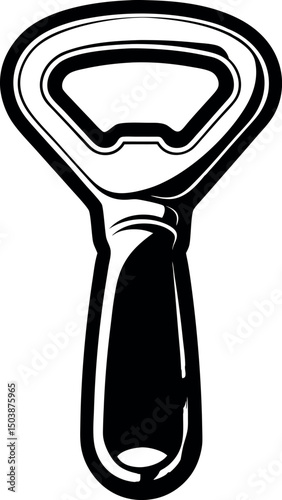 A simple yet effective bottle opener silhouette in black and white design  