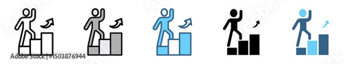 RESILIENCE icon with multiple style of the strength, confidence, motivate, self protecting, effort, change and agility