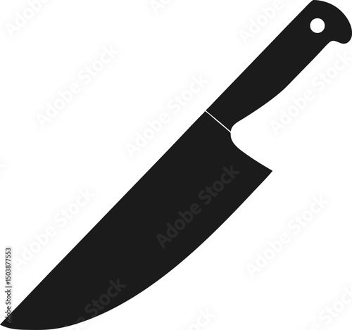 kitchen chef knife isolated on white background. chef knife silhouette