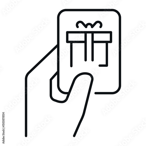 Hand holding a gift card icon symbolizing generosity and perfect for holiday occasions