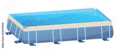 Illustration of a portable swimming pool on a white background that is perfect for summer fun and relaxing in the backyard on warm days.