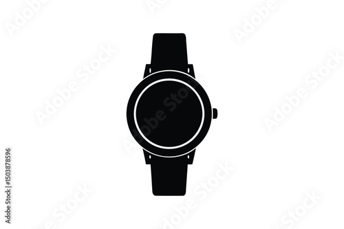 Hand watch silhouette on white background