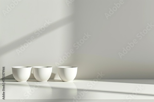 Clear Pixel Image of Abstract Minimal Kitchen Objects Cups Front View