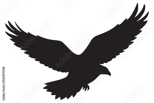 Flying Eagle Silhouette Vector – Majestic Bird Graphic for Wildlife, Nature, Tattoo, Logo, Freedom Symbol, Art, and Crafts